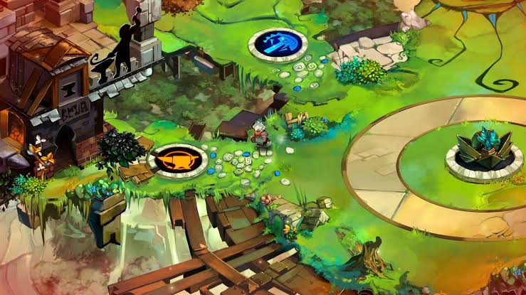 Bastion Ledger game review artwork showing castle battlements and complex blueprints